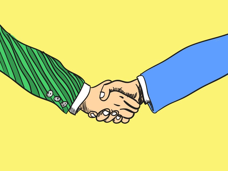 Drawing of two shaking hands