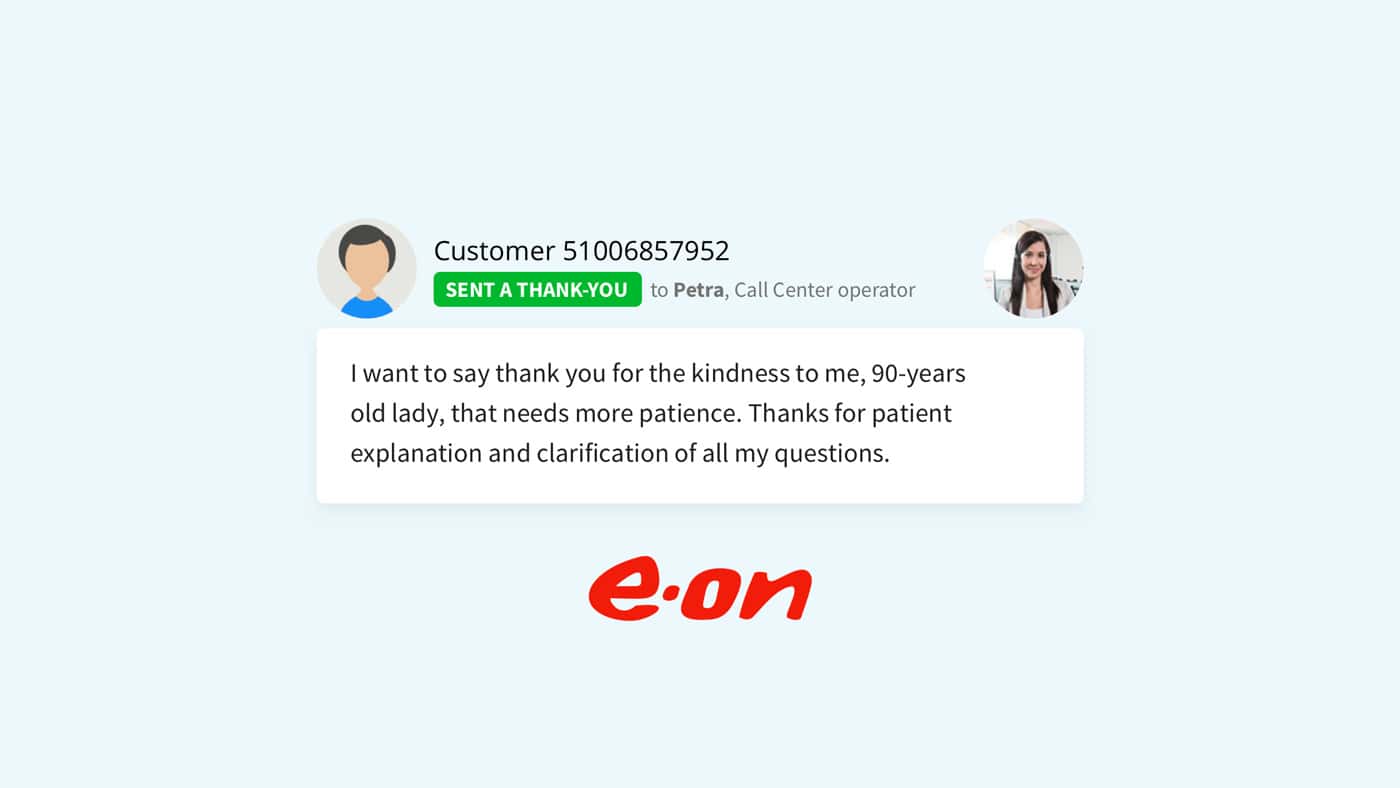Example of positive customer feedback that can be used to boost employee motivation.