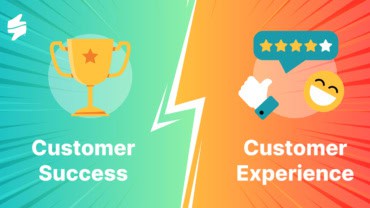 An illustration showing a versus between customer success and customer experience