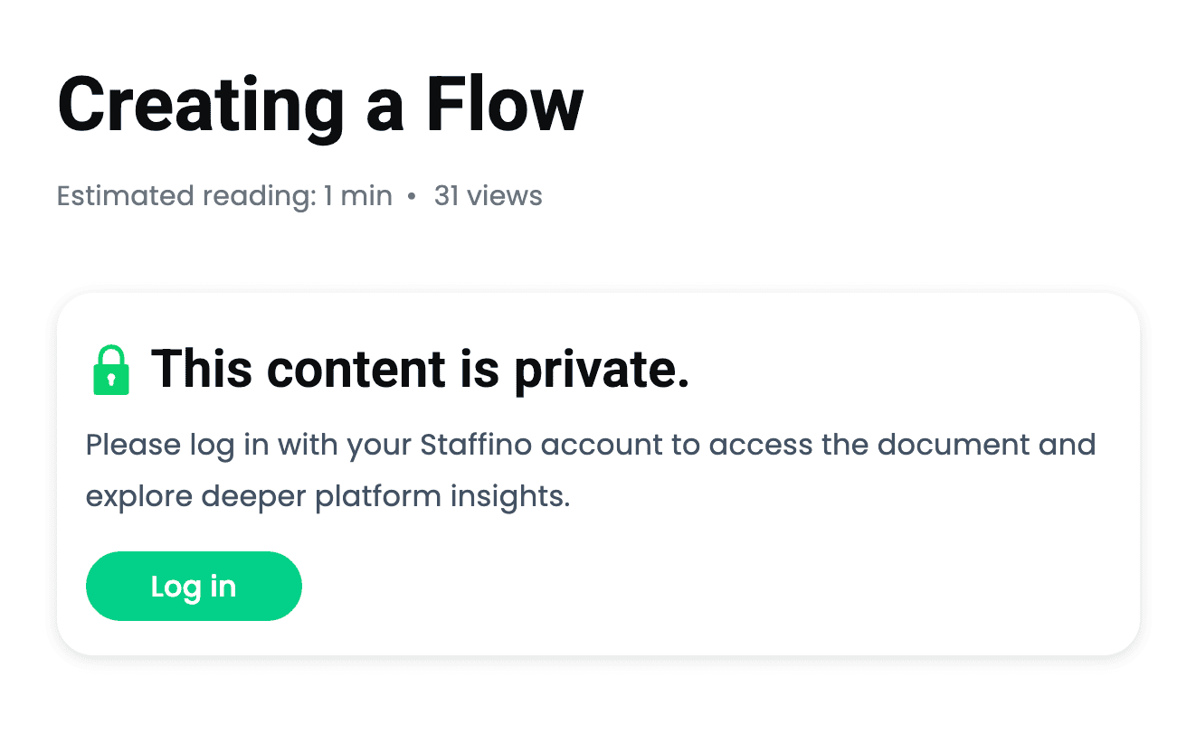 A pop-up that shows when an article is only accessible for Staffino users.